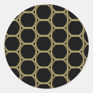 Sticker Rond Or Glamour et Anneaux Noirs Soirée Glamour Moderne