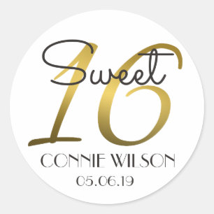Sticker Rond Or Gradient 16 Douceur personnalisée 16 Anniversai