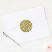 Sticker Rond Or, M. & Mme Elegant Script Mariage (Enveloppe)