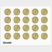 Sticker Rond Or, M. & Mme Elegant Script Mariage (Feuille)