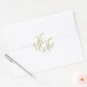 Sticker Rond Or, M. & Mme Elegant Script Mariage (Enveloppe)