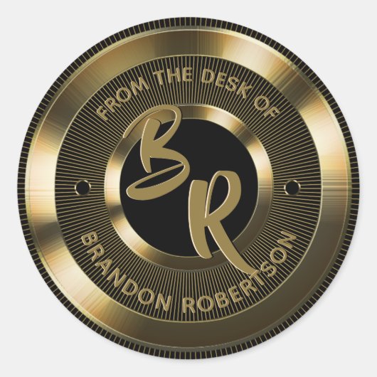 Sticker Rond Or métal personnalisé initial (Devant)