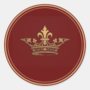 Sticker Rond Or métallique de la Couronne Vintage française ave