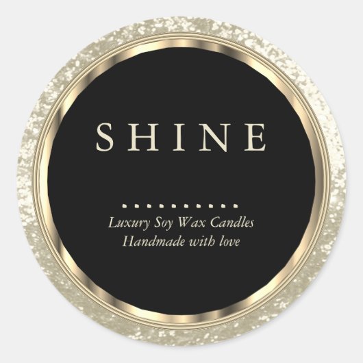 Sticker Rond Or métallique, Parties scintillant noire et ivoire (Devant)