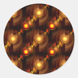 Sticker Rond Or Moderne Boho Élégant Motif d'Art Abstrait #501