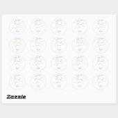 Sticker Rond Or moderne fleurit Merci Mariage orchidée (Feuille)