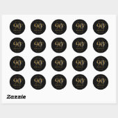 Sticker Rond Or Moderne Script 90e Anniversaire Fête Noir (Feuille)