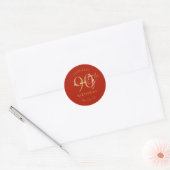 Sticker Rond Or Moderne Script 90e Anniversaire Parti Rouge (Enveloppe)