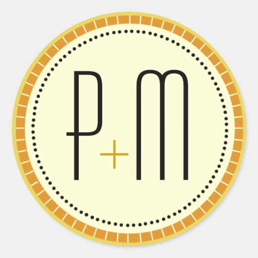 Sticker Rond Or monogramme des lignes modernes (Devant)
