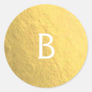 Sticker Rond Or Monogramme Moderne Élégant Faux Métal Doré Pers