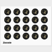 Sticker Rond Or monogramme U (Feuille)