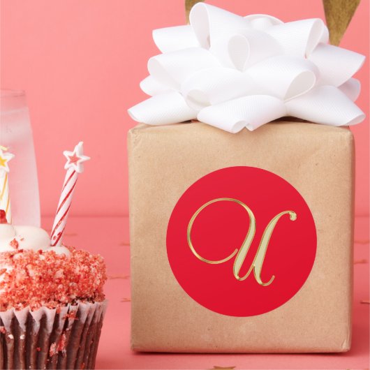 Sticker Rond Or monogramme U (Fête)