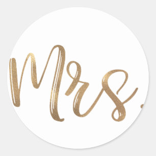 Sticker Rond Or MRS. Typographie Mariage Enterrement de Vie de 