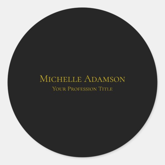 Sticker Rond Or & Noir Couleur Professionnel Plain Moderne (Devant)