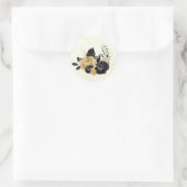 Sticker Rond or & noir floral merci mariage (Sac)