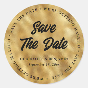 Sticker Rond Or Nous Nous Marions Économisez La Date