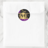 Sticker Rond Or pourpre et monogramme noir (Sac)