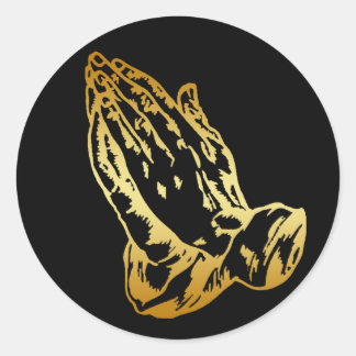 STICKER ROND OR PRIER LES MAINS