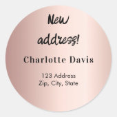 Sticker Rond or rose déplacé nouvelle adresse (Devant)