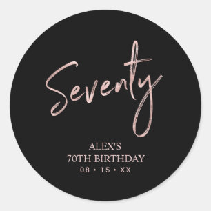 Sticker Rond or rose Lettrant Soixante-dix 70e anniversaire Fav