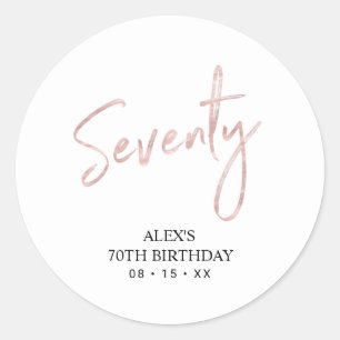Sticker Rond or rose Lettrant Soixante-dix 70e anniversaire Fav