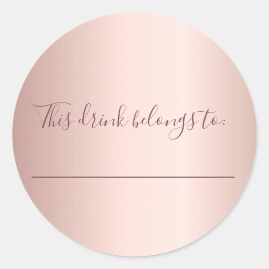 Sticker Rond or rose mariage cette boisson appartient à (Devant)