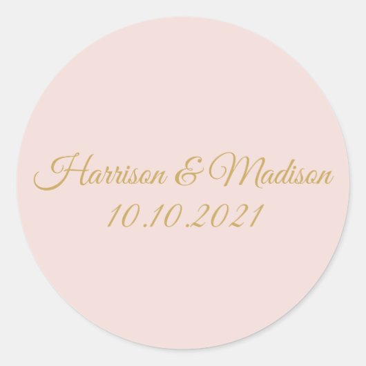 Sticker Rond Or rose vif Monogramme mariage personnalisé faveur (Devant)