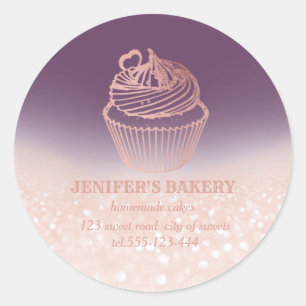 Sticker Rond Or Rose vintage cupcakes et sucreries maison