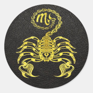 Sticker Rond Or Scorpio en cuir