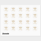 Sticker Rond Or Simple Élégant Feuille Rustique Blanc (Feuille)