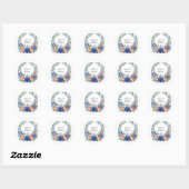 Sticker Rond Orange and Cobalt Blue Floral Wedding (Feuille)