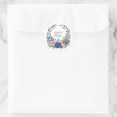 Sticker Rond Orange and Cobalt Blue Floral Wedding (Sac)