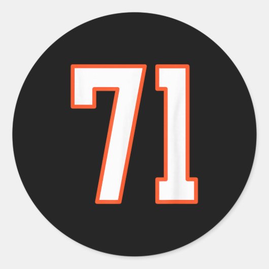 Sticker Rond Orange And White Srts Number 71 Jersey Uniform Pla (Devant)