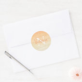 Sticker Rond Orange Aquarelle Monogramme Nom Script (Enveloppe)