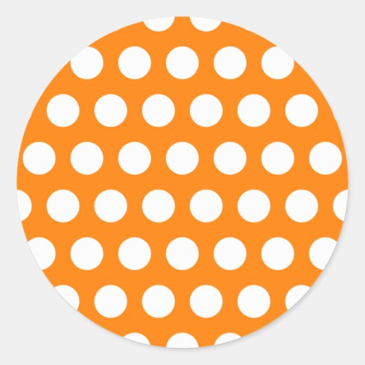 Sticker Rond Orange avec des pois blancs (Devant)
