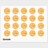 Sticker Rond Orange Avec Nom De Monogramme Blanc (Feuille)