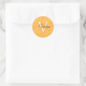 Sticker Rond Orange Avec Nom De Monogramme Blanc (Sac)