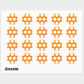 Sticker Rond Orange avec Pois blancs (Feuille)