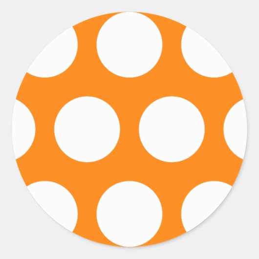 Sticker Rond Orange avec Pois blancs (Devant)
