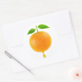 Sticker Rond Orange avec une goutte de jus (Enveloppe)