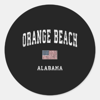 Sticker Rond Orange Beach Alabama Al American Flag Sports