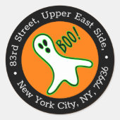 Sticker Rond Orange Black Éffrayant Ghost Halloween Adresse de  (Devant)