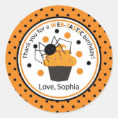 Sticker Rond Orange Black Spider Pois Halloween Anniversaire (Devant)