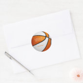 Sticker Rond orange blanc basket filles fête merci (Enveloppe)