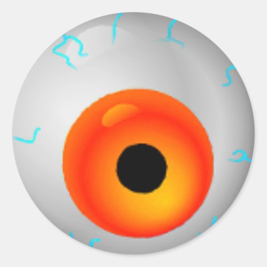 Sticker Rond Orange Blooshot Zombie Eyeball Halloween (Devant)
