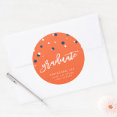 Sticker Rond Orange Blue Confetti Graduate Graduate (Enveloppe)