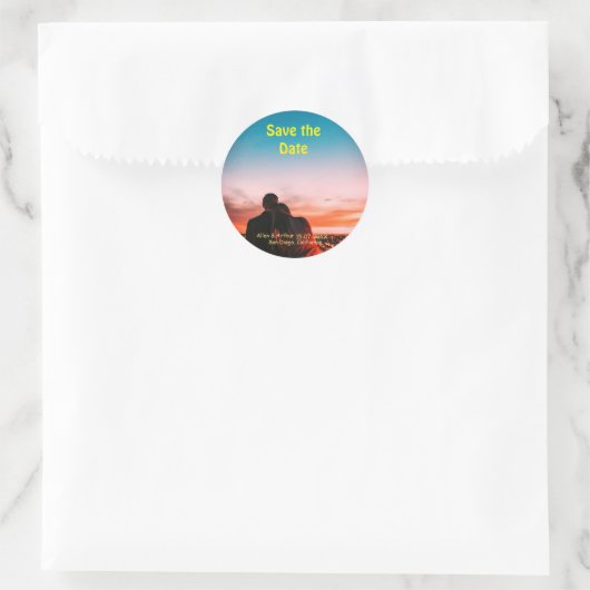 Sticker Rond orange boho enregistrer la date QR ajouter le nom  (Sac)