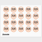 Sticker Rond Orange Bold ombragé numérique Classe de 2026 (Feuille)