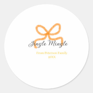 Sticker Rond Orange bow jingle Mingle retro boho family namdate