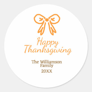 Sticker Rond Orange bow retro bon thanksgiving ajouter famille